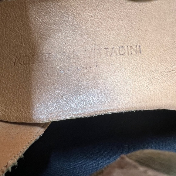 🌹 Adrienne Vittadini Green Brown Snakeskin Reptile Sandals 7.5 Platform Patrice - Picture 9 of 13